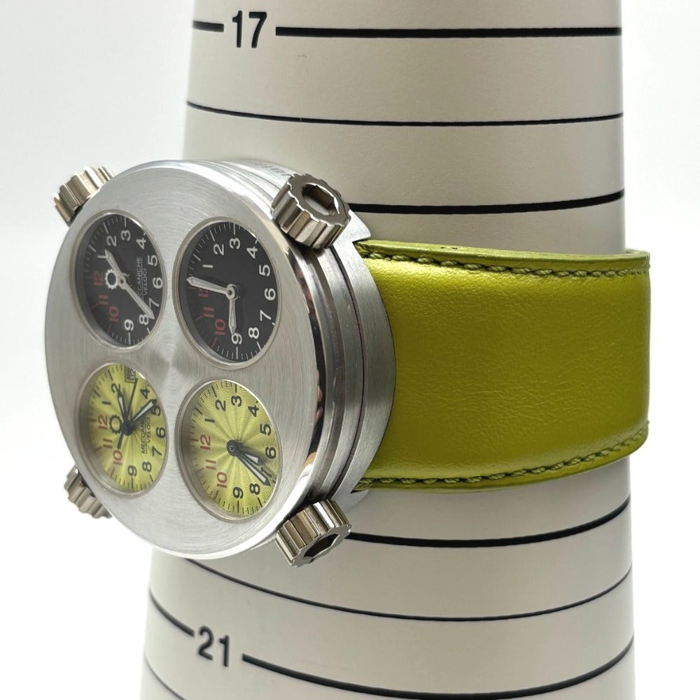 メカニケヴェローチ クワトロヴァルヴォレ グリーン 48mm 自動巻 アルミ チタン レザーストラップ メンズ MECCANICHE VELOCI quattrovalvole 腕時計