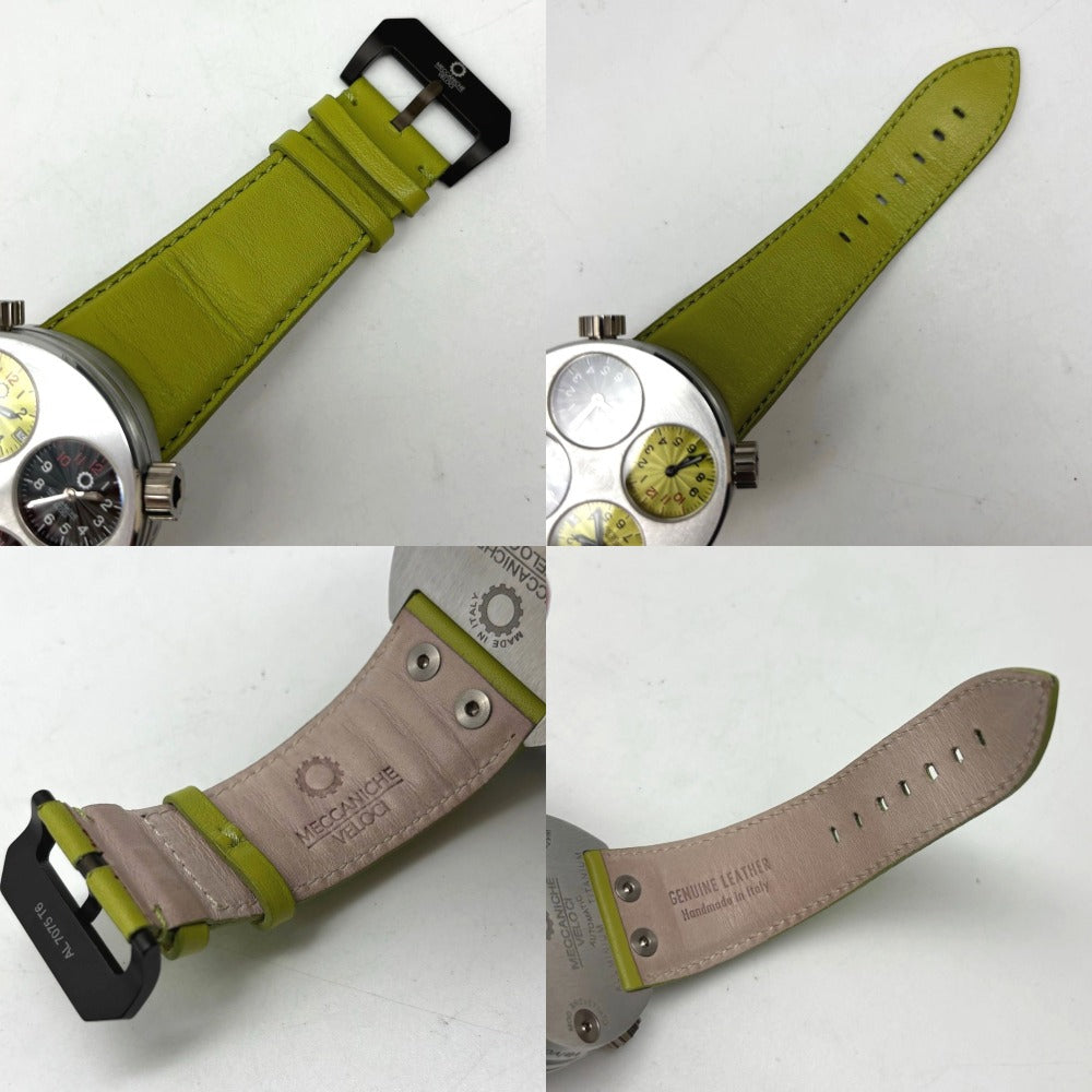 メカニケヴェローチ クワトロヴァルヴォレ グリーン 48mm 自動巻 アルミ チタン レザーストラップ メンズ MECCANICHE VELOCI quattrovalvole 腕時計