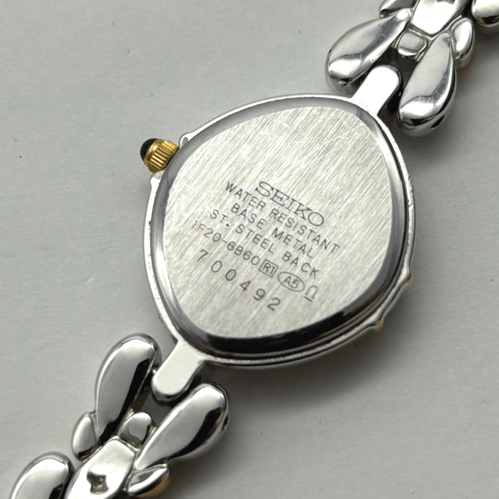 セイコー エクセリーヌ 1F20-6B60 白蝶貝文字盤 クオーツ 2Pダイヤ ステンレス 稼働品 レディース SEIKO EXCELINE 腕時計