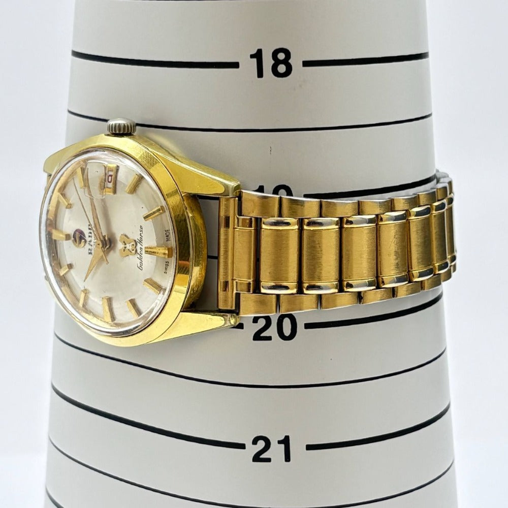 ラドー ゴールデンホース 34mm 自動巻き 343942 345602 社外ベルト ゴールド 稼働品 ヴィンテージ メンズ RADO 腕時計