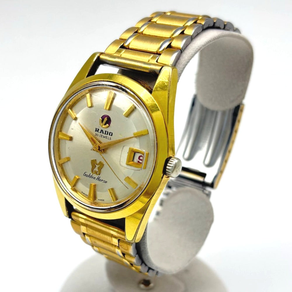 ラドー ゴールデンホース 34mm 自動巻き 343942 345602 社外ベルト ゴールド 稼働品 ヴィンテージ メンズ RADO 腕時計