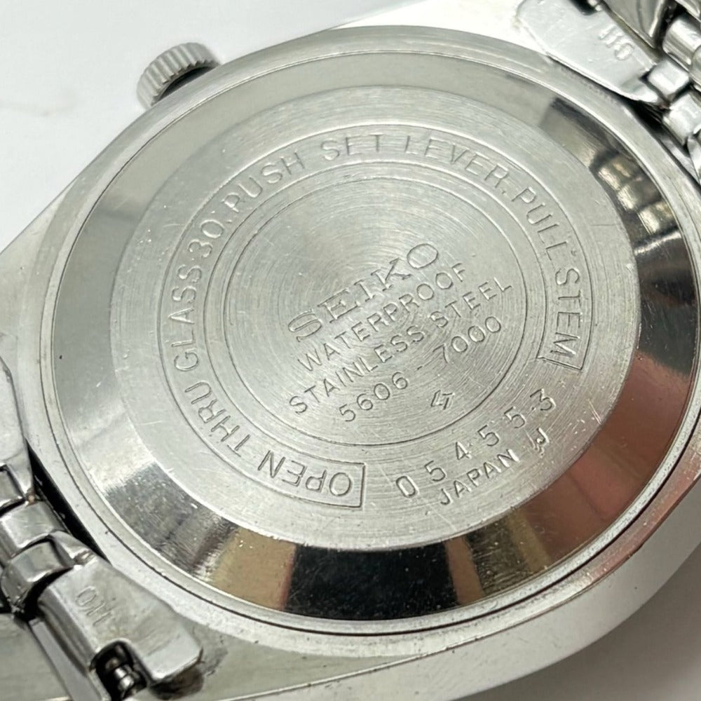 セイコー ロードマチック デイデイト 5606-7000 35mm 自動巻き 稼働品 ステンレス 純正ベルト メンズ SEIKO 腕時計