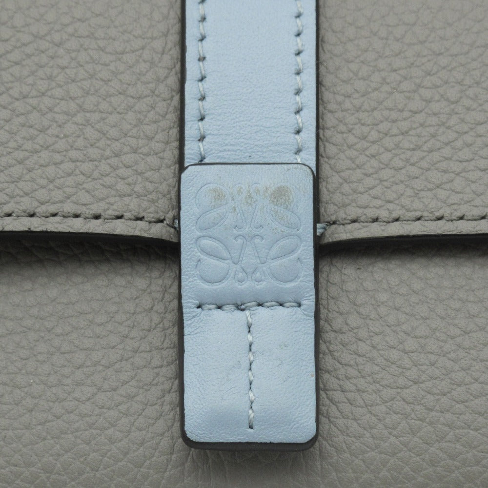 LOEWE ロエベ バーティカルウォレット スモール 三つ折り財布 コンパクト ミニ C660S86X01 レザー グレー ブルー レディース