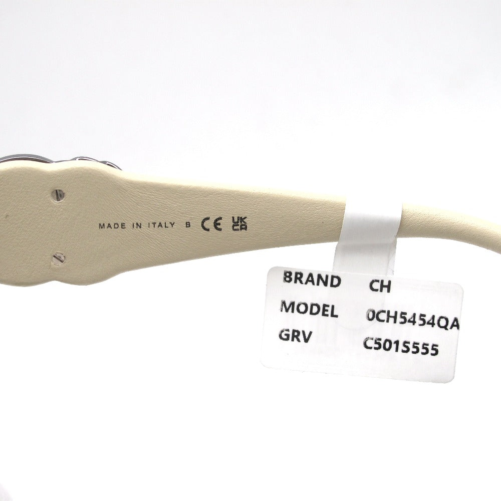 CHANEL シャネル サングラス 5454-Q-A ココマーク レザー ラインストーン 55 18 140 ブラック アイボリー ケース付き 眼鏡 アイウェア 未使用品