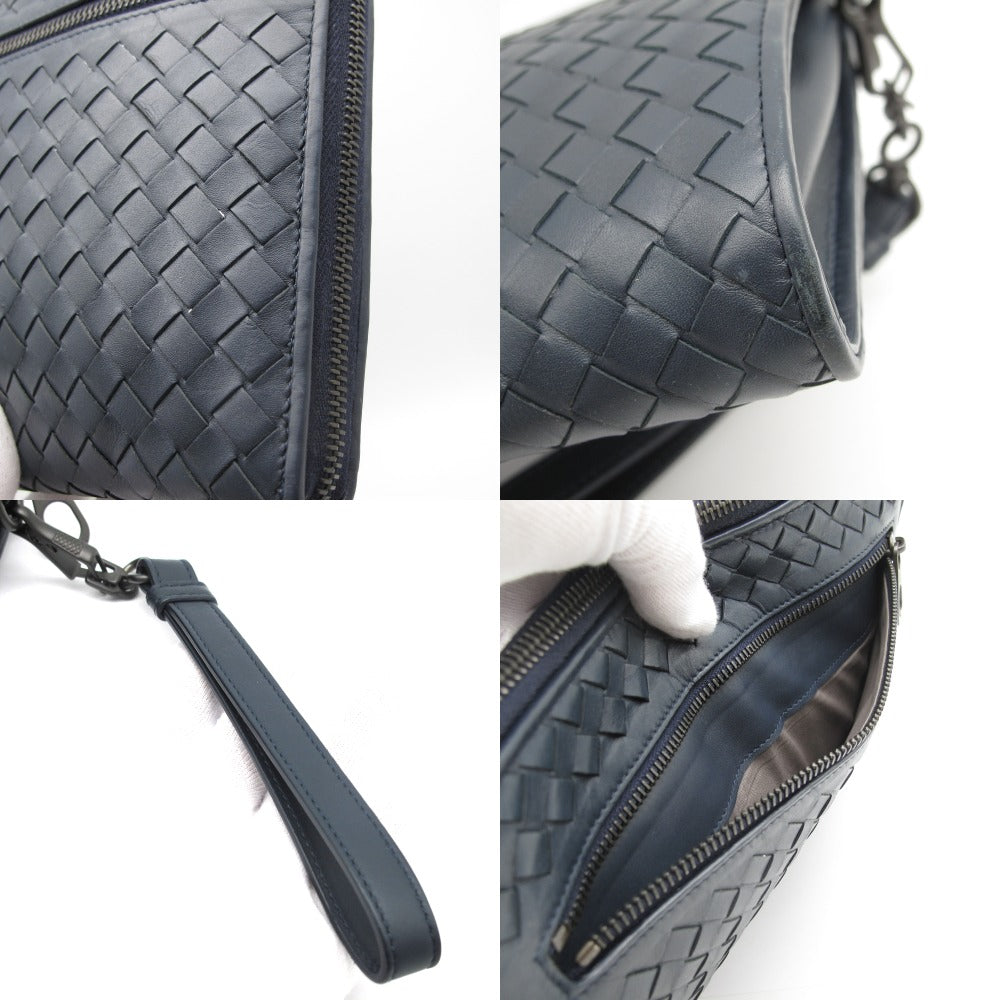 BOTTEGA VENETA ボッテガヴェネタ イントレチャート セカンドバッグ クラッチ ポーチ ドキュメントケース 493190 レザー ネイビー  | Celebourg セレブール公式サイト