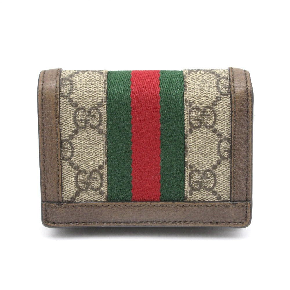 GUCCI グッチ オフィディア GGスプリーム ウォレット 523155 二つ折り財布 コンパクト ミニ ウェブリボン PVC レザー ブラウン |  Celebourg セレブール公式サイト