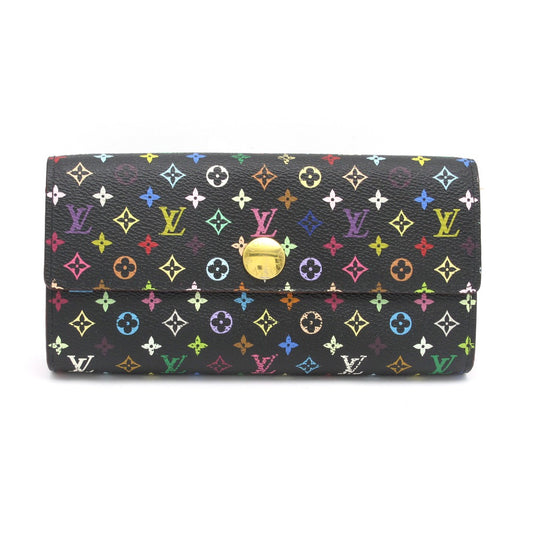 LOUIS VUITTON ルイ・ヴィトン ポルトフォイユ サラ モノグラム マルチカラー ノワール グルナード M93747 長財布 PVC レザー ブラック ピンク