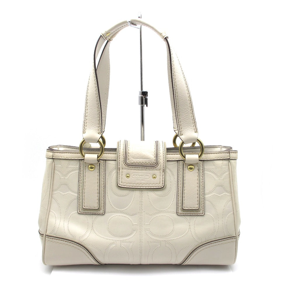 【美品】COACH コーチ シグネチャー レザー ハンドバッグ COACH コーチ シグネチャー ロゴ 型押し レザー ハンドバッグ
