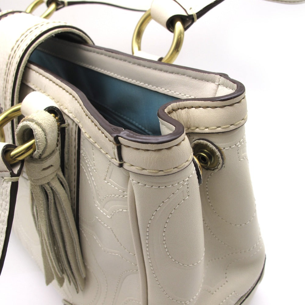【美品】COACH コーチ シグネチャー レザー ハンドバッグ COACH コーチ シグネチャー ロゴ 型押し レザー ハンドバッグ