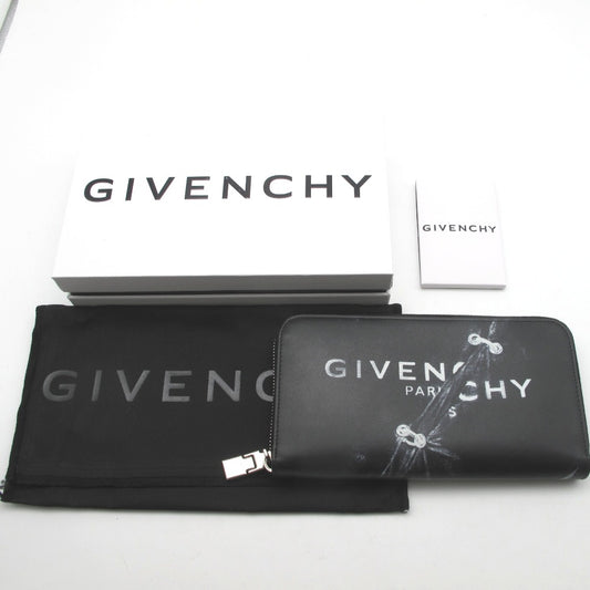 GIVENCHY ジバンシィ 長財布 ジバンシー トロンプルイユ 内に小銭入れあり レザー カーフレザー ブラック シルバー色金具