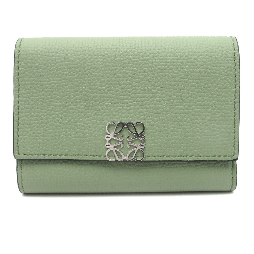 LOEWE ロエベ 三つ折り財布 アナグラム バーティカル ウォレット スモール 小銭入れ付き ローズマリー グリーン レディース コンパクトウォレット レザー  C821S33X01