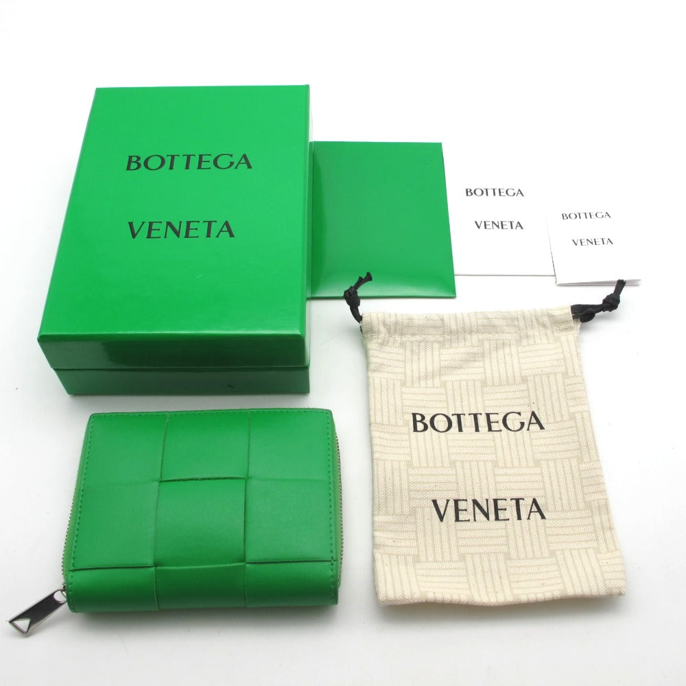 BOTTEGA VENETA ボッテガヴェネタ 二つ折り財布 マキシイントレチャート ラウンドファスナー 2つ折り財布 グリーン  649596