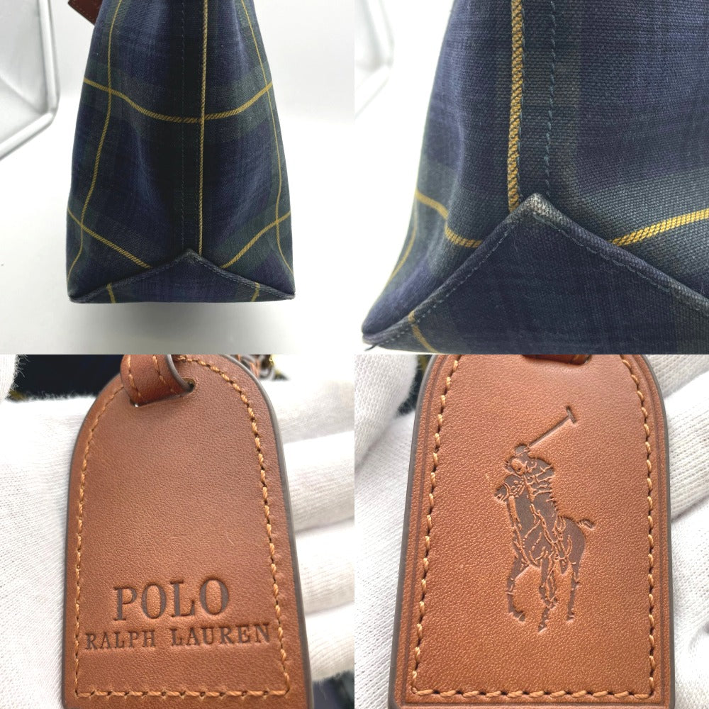 POLO RALPH LAUREN ポロ・ラルフローレン ショルダーバッグ トートバッグ チェック柄 キャンバス レザー グリーン ネイビー ブラウン メンズ レディース