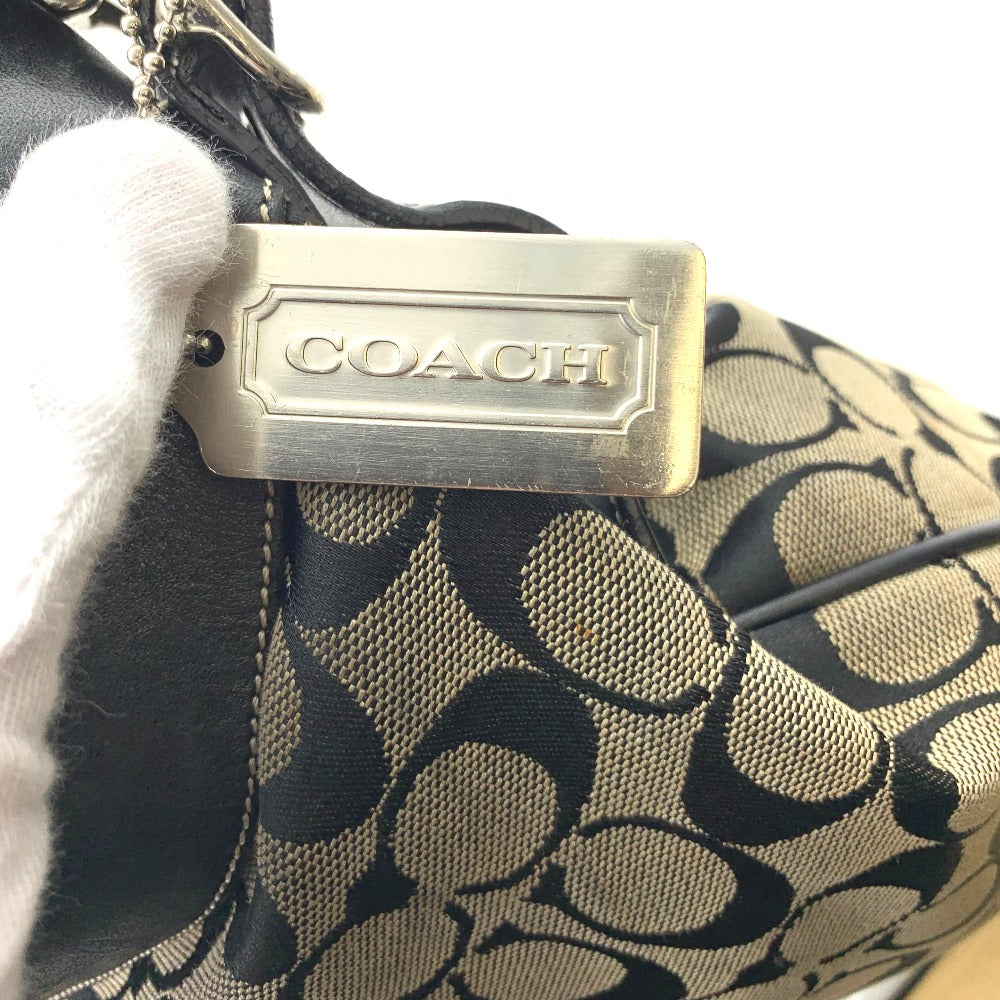 COACH コーチ ショルダーバッグ ナイロン レザー ブラック シグネチャー レディース  6345