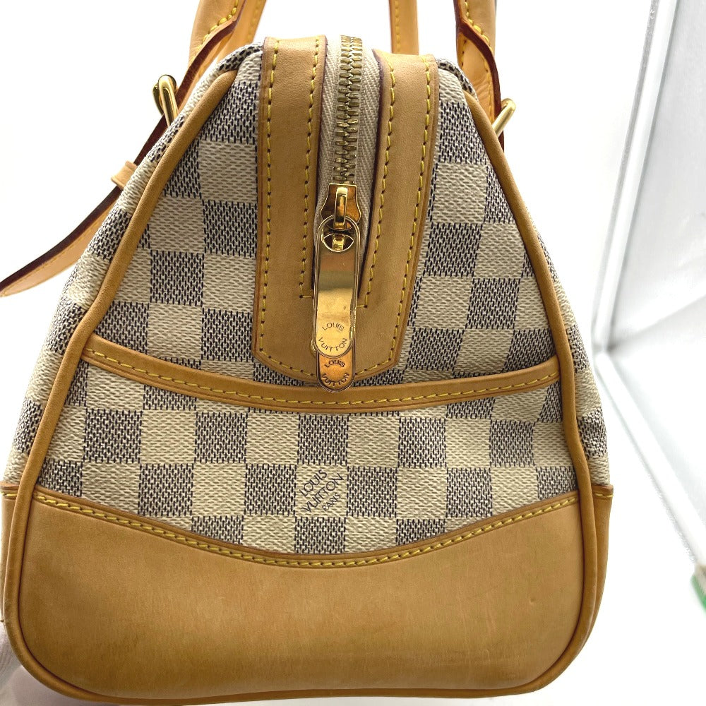 LOUIS VUITTON ルイ・ヴィトン ハンドバッグ ダミエ アズール バークレイ 正面ロゴ ゴールド金具 ホワイト グレー ベージュ レディース