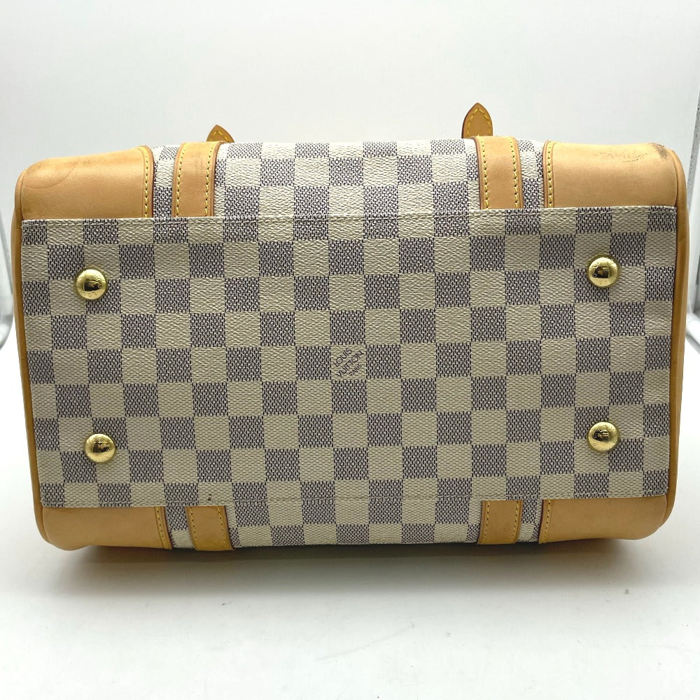 LOUIS VUITTON ルイ・ヴィトン ハンドバッグ ダミエ アズール バークレイ 正面ロゴ ゴールド金具 ホワイト グレー ベージュ レディース