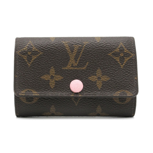 LOUIS VUITTON ルイ・ヴィトン キーケース ミュルティクレ6 ローズバレリーヌ 6連 イニシャル入り PVC レザー ブラウン ピンク モノグラム M61285