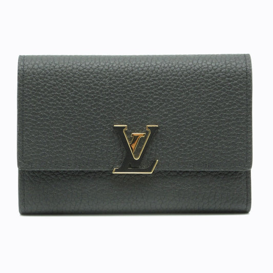 LOUIS VUITTON ルイ・ヴィトン 三つ折り財布 ポルトフォイユ カプシーヌ コンパクト トリヨンレザー レオパード柄 ノワール ウォレット M80795 未使用品