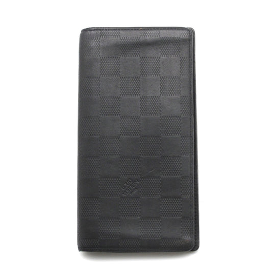 LOUIS VUITTON ルイ・ヴィトン 長財布 ポルトフォイユ ブラザ オニキス レザー ブラック メンズ イニシャル入り ダミエ アンフィニ N63010