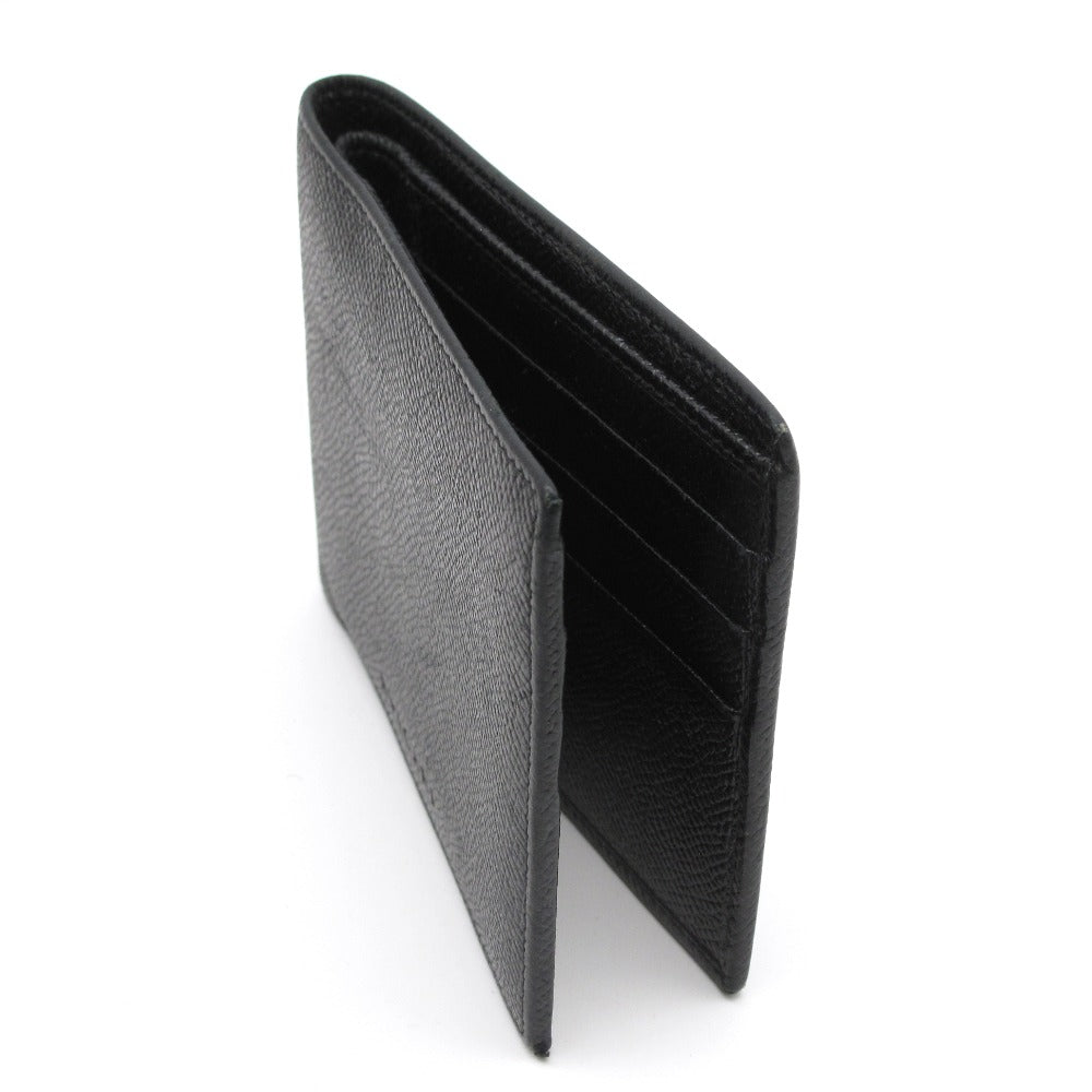 BVLGARI ブルガリ 二つ折りレザー財布 札入れ 型押しウォレット ブラック