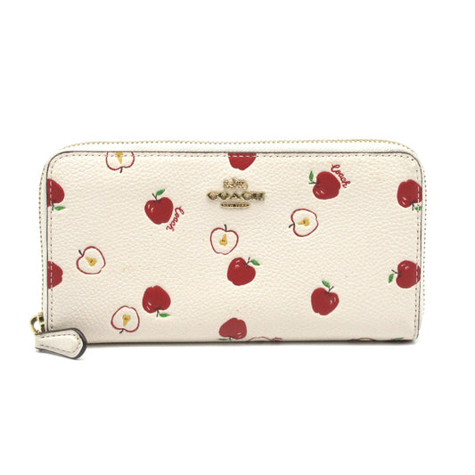 COACH コーチ 長財布 ラウンドファスナー ジッピー ウォレット りんご アップル アイボリー レディース 76546