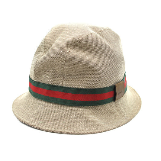 GUCCI グッチ 帽子 シェリーライン ハット キャンバス ベージュ L 男女兼用