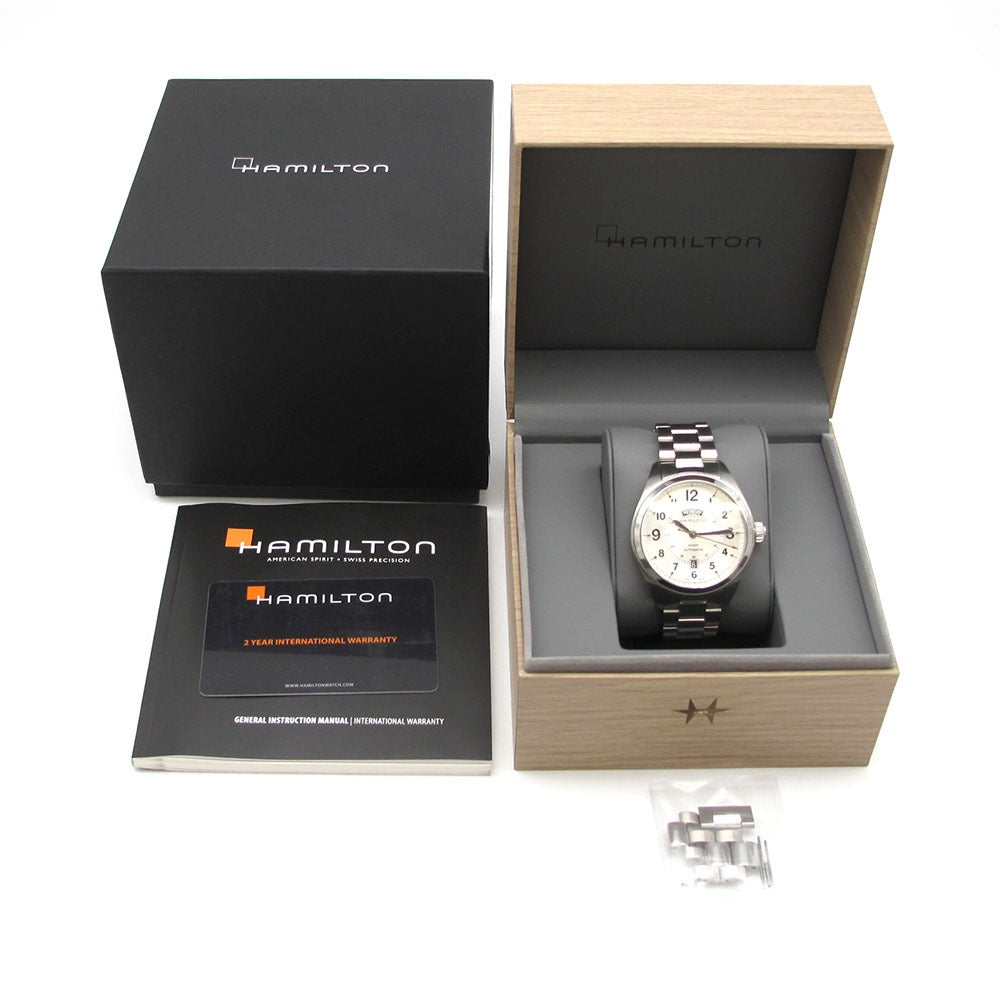 HAMILTON ハミルトン 腕時計 カーキ フィールド デイデイト H705050 H70505153 シルバー文字盤 自動巻き 美品