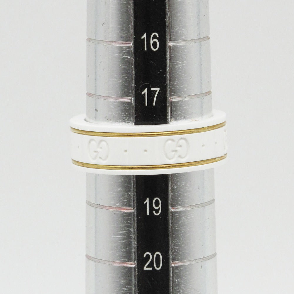 GUCCI グッチ リング・指輪 アイコン GG ホワイト セラミック 750 K18 ゴールド #19 18号 メンズ レディース 美品