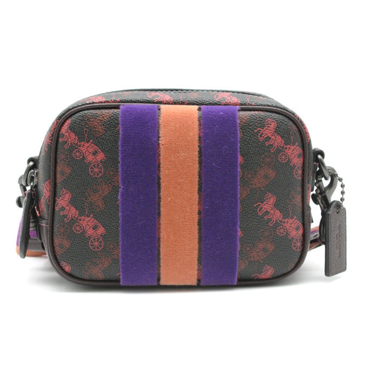 COACH コーチ ホースアンドキャリッジ ストライプ ショルダーバッグ クロスボディ 斜め掛け ポシェット 79368 馬車柄 PVC ベルベット キャンバス