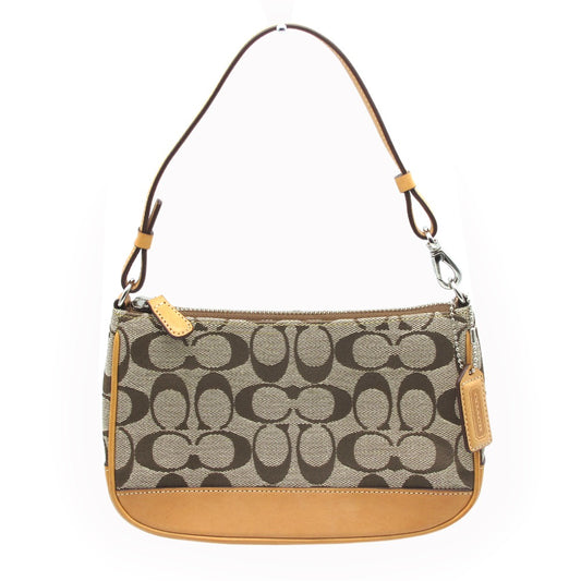 COACH コーチ ハンドバッグ シグネチャー デミポーチ アクセサリーポーチ キャンバス レザー レディース 6094C 美品