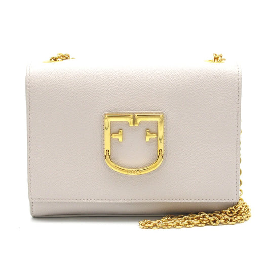 Furla フルラ VIVA ヴィヴァ チェーン ショルダーバッグ クロスボディ 肩掛け 斜め掛け ポシェット レザー ピンクベージュ レディース 1021380 美品