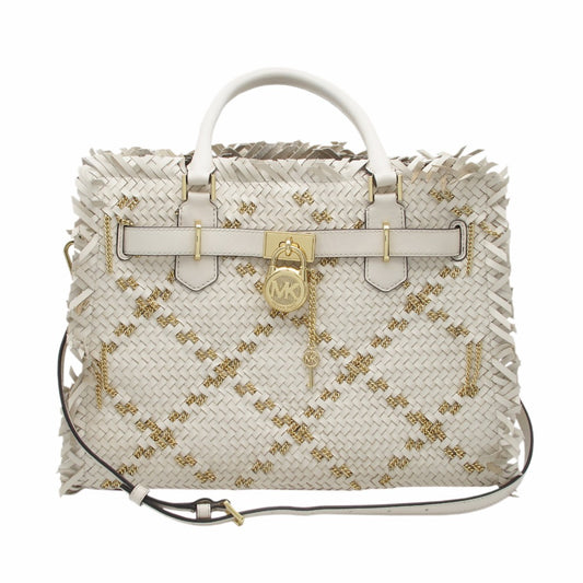 Michael Kors マイケルコース ハミルトン サッチェル ミディアム 2WAY ショルダーバッグ ハンドバッグ 35S2GHMS2L2171 フリンジ 編み込み チェーン レザー レディース