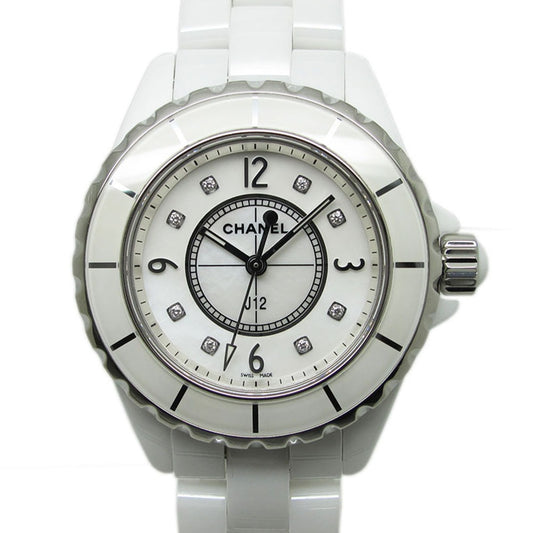 CHANEL シャネル 腕時計 J12 H2422 33mm ホワイト 8Pダイヤ シェル クォーツ