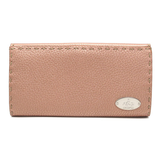 FENDI フェンディ セレリア Wホック 長財布 ロングウォレット 8M0144 ローズ ローマンレザー ロゴプレート レディース 箱付き