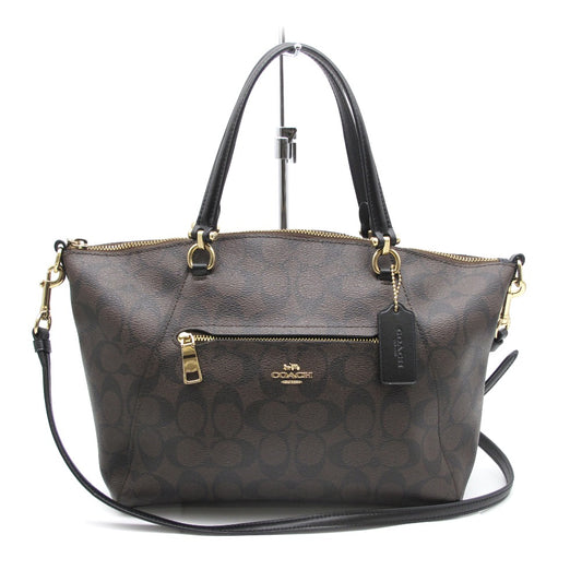 COACH コーチ シグネチャー 2WAY ショルダーバッグ ハンドバッグ トート クロスボディ 斜め掛け F79998 ブラウン PVC レザー レディース