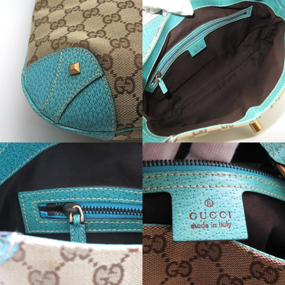 GUCCI グッチ ニュージャッキー ワンショルダーバッグ 120888 GGキャンバス コーティングレザー ベージュ ブルー レディース