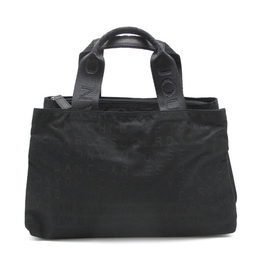 CHARLES JOURDAN シャルル・ジョルダン ナイロン ハンドバッグ トートバッグ ロゴ ブラック レディース 美品