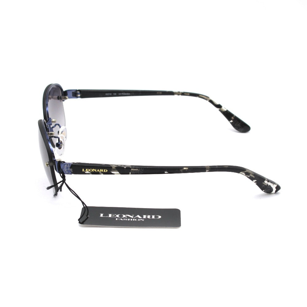 LEONARD レオナール サングラス バックリム UVプロテクション 紫外線カット 55 16 135 ブルー 36-0007 アイウェア 眼鏡 ケース付き レディース 未使用品