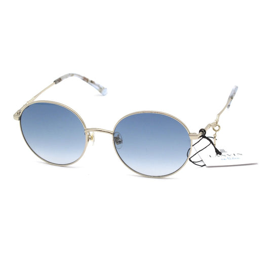 LANVIN en Bleu ランバンオンブルー サングラス SLB011J ラウンド メタル UVカット アジアンフィット ロゴチャーム 53 19 145 ブルー ケース付き レディース アイウェア 眼鏡 未使用品