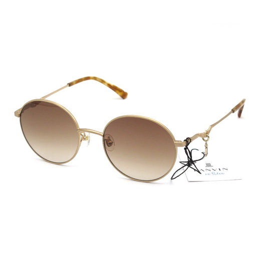 LANVIN en Bleu ランバンオンブルー サングラス SLB011J ラウンド メタル UVカット アジアンフィット ロゴチャーム 53 19 145 ブラウン ケース付き レディース アイウェア 眼鏡 未使用品