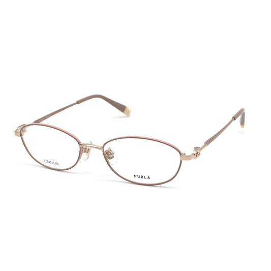 Furla フルラ メガネ フレーム VFU610J チタン オーバル 0F47 ヌーディーピンク 52 17 138 ケース付き アイウェア サングラス レディース 未使用品