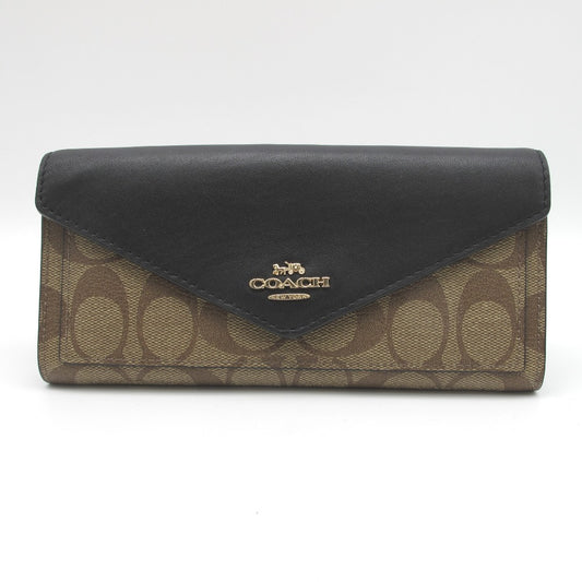 COACH コーチ 長財布 二つ折り フラップ型 シグネチャー ロングウォレット レディース