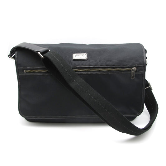 COACH コーチ ナイロン メッセンジャーバッグ ショルダーバッグ 斜め掛け クロスボディ F70355 ロゴプレート ブラック メンズ