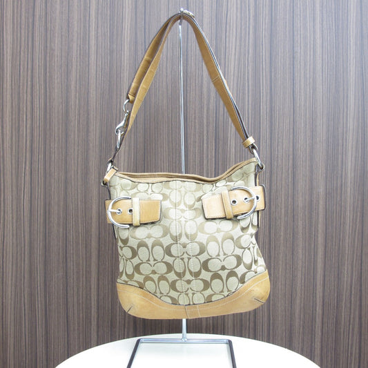 COACH コーチ トートバッグ シグネチャー ナイロン ベージュ キャメル レディース