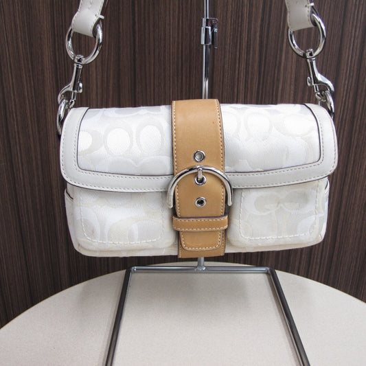 COACH コーチ ショルダーバッグ シグネチャー ホワイト ナイロン　レディース