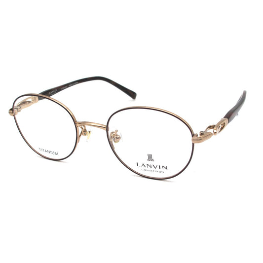 LANVIN ランバン メガネフレーム VLC555J-0H22 ダークレッド チタン プラスチック 48 20 140 日本製 クロス・ケース付き 眼鏡 サングラス アイウェア 未使用品