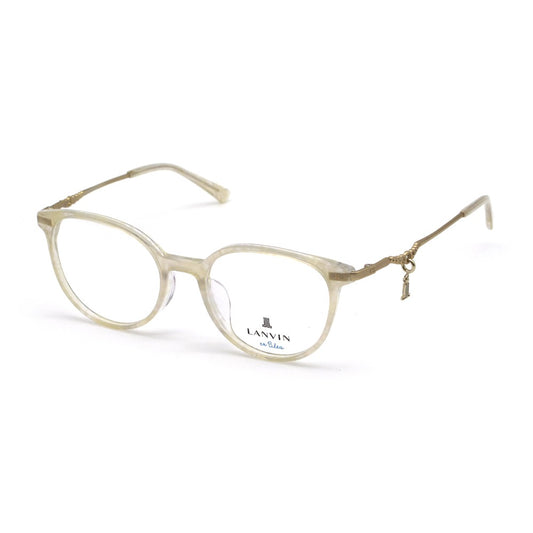 LANVIN en Bleu ランバンオンブルー メガネフレーム VLB005J-0702 シャイニーライトホワイトパターン 51 19 145 ロゴチャーム プラスチック メタル ボストン 眼鏡 サングラス アイウェア 未使用品