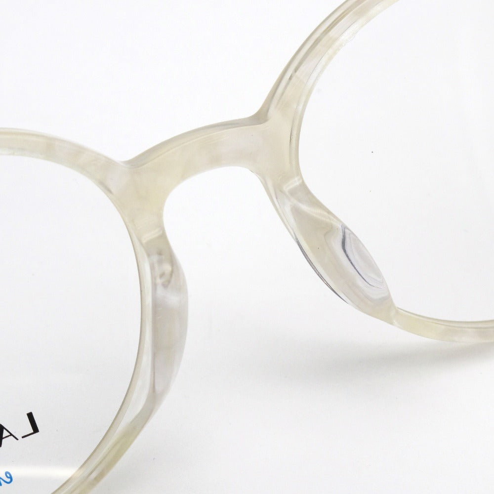 LANVIN en Bleu ランバンオンブルー メガネフレーム VLB005J-0702 シャイニーライトホワイトパターン 51 19 145 ロゴチャーム プラスチック メタル ボストン 眼鏡 サングラス アイウェア 未使用品