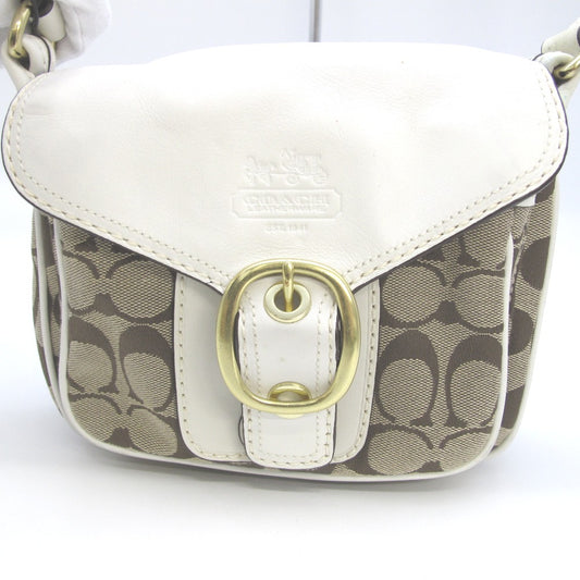 COACH コーチ ショルダーバッグ 斜め掛け ベージュ シグネチャー ナイロン レザー レディース 11593