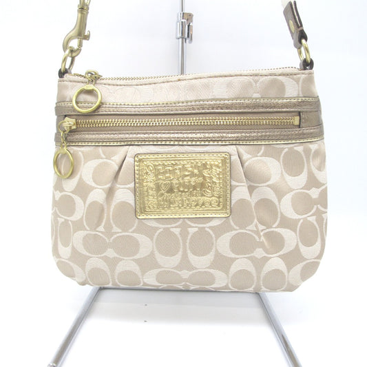 COACH コーチ ショルダーバッグ 斜め掛け 表ロゴ シグネチャー キャンパス ベージュ レディース